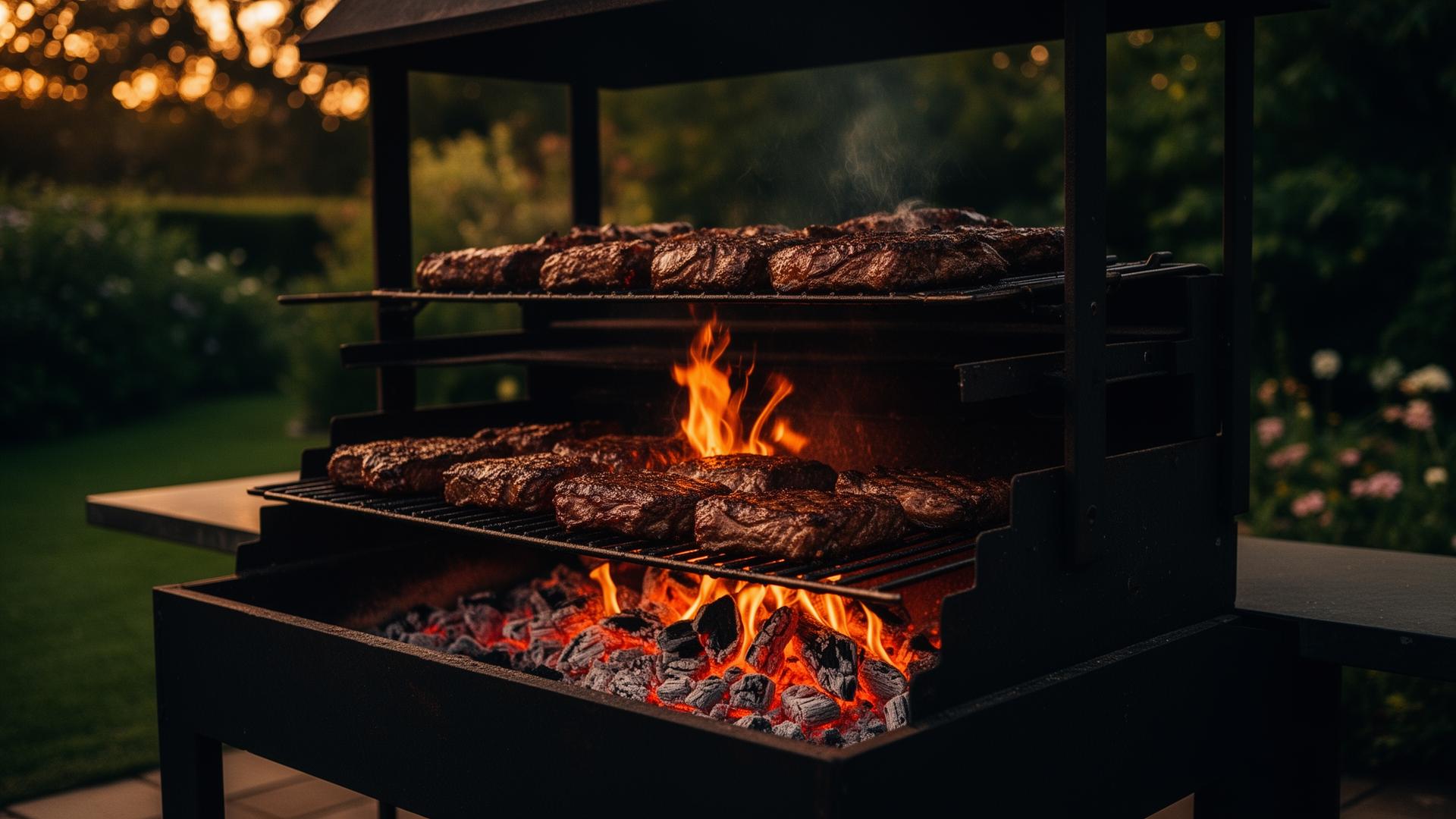 A Firefrog braai at golden hour with glowing embers